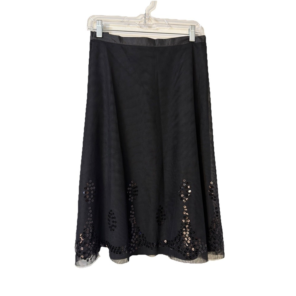 Vintage Y2K Old Navy Sheer Mesh Fairy‎ Skirt Sz 16 Sequin  Black Low Waist New